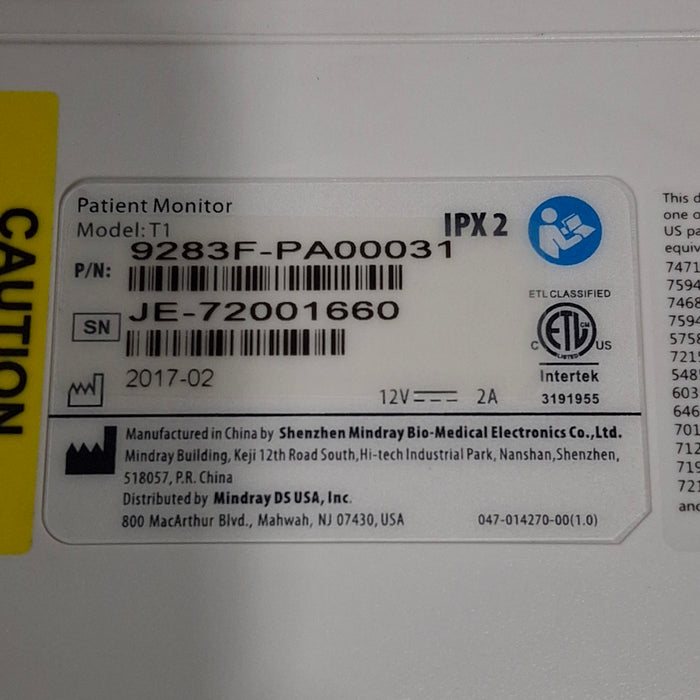 Mindray Mindray T1 Transport Monitor Patient Monitors reLink Medical