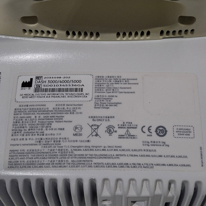 GE Healthcare GE Healthcare Dash 4000 - Masimo SpO2 Patient Monitor Patient Monitors reLink Medical