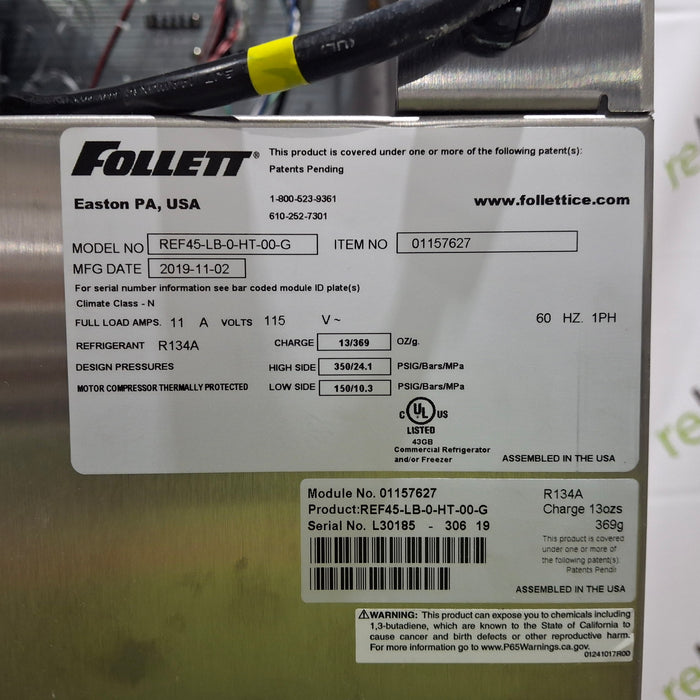 Follett Corp Follett Corp REF45 Blood Bank Refrigerator Research Lab reLink Medical