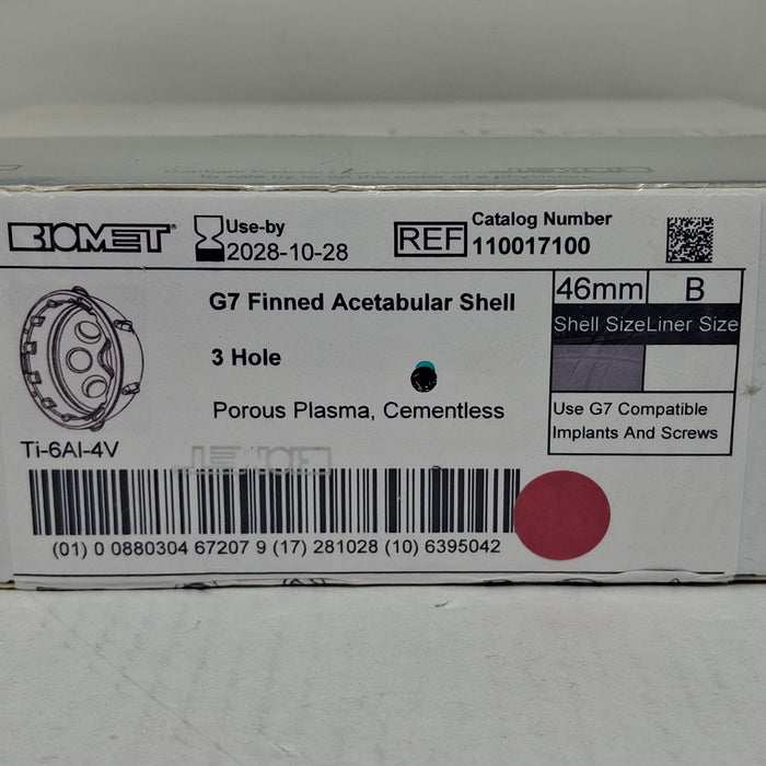 Biomet, Inc. 110017100 G7 Finned Acetabular Shell, 46mm