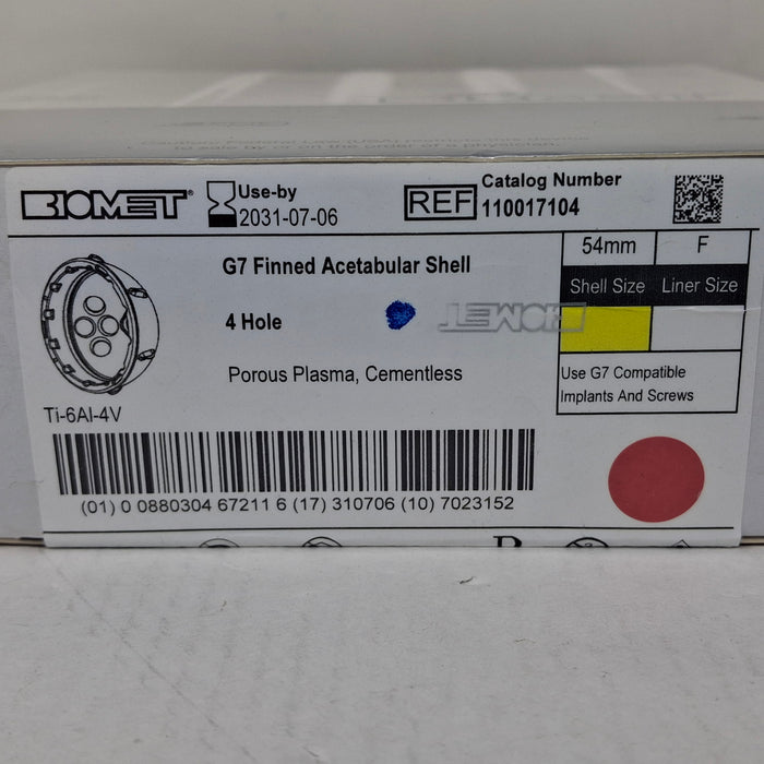 Biomet, Inc. 110017104 G7 Finned Acetabular Shell, 54mm