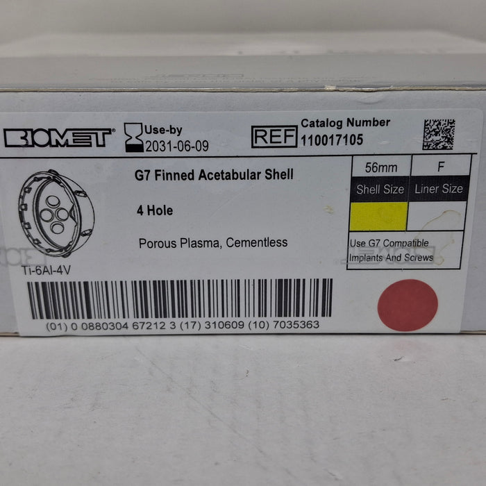 Biomet, Inc. 110017105 G7 Finned Acetabular Shell, 56mm