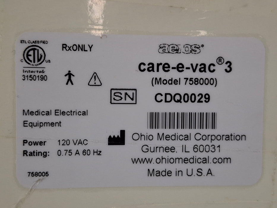 Ohio Medical Corporation Ohio Medical Corporation Care-E-Vac 3 Portable Suction System Surgical Equipment reLink Medical
