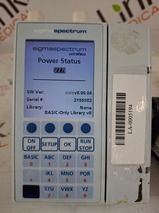 Baxter Sigma Spectrum 8.00.04 w/ A/B/G/N Battery Infusion Pump