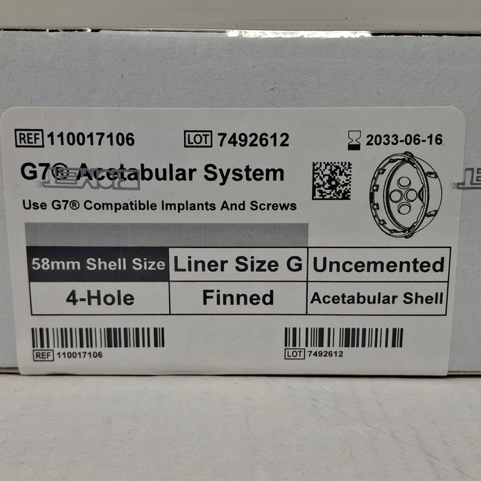 Biomet, Inc. 110017106 G7 Finned Acetabular Shell, 58mm