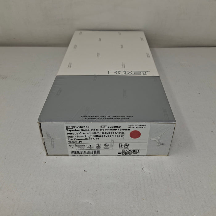 Biomet, Inc. 51-107150 Taperloc Complete Micro Primary Femoral, 15x115mm
