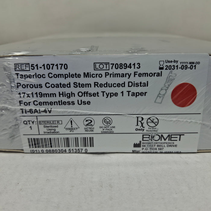 Biomet, Inc. 51-107170 Taperloc Complete Micro Primary Femoral, 17x119mm