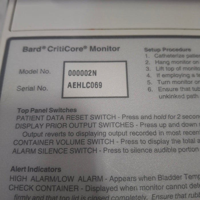 Bard Medical Bard Medical Criticore Fluid Output and Temp Monitor Patient Monitors reLink Medical
