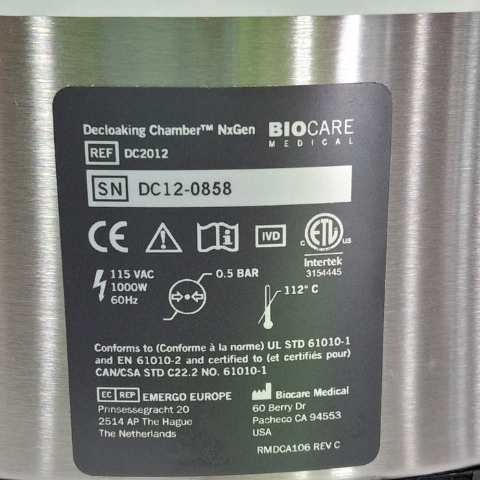 Biocare Medical Biocare Medical DC2012 Decloaking Chamber NxGen Research Lab reLink Medical