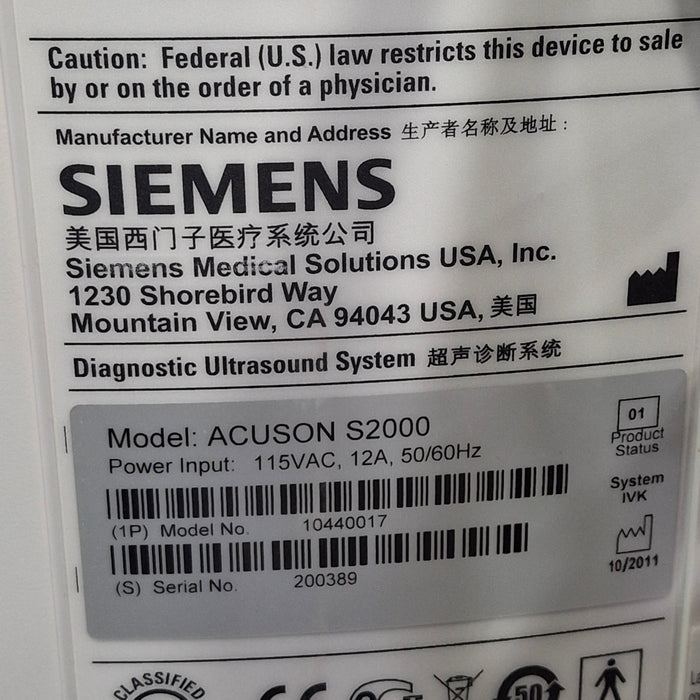 Siemens Siemens Acuson S2000 Ultrasound Ultrasound reLink Medical