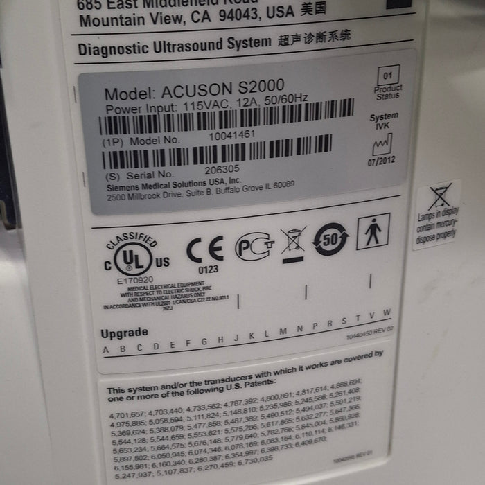 Siemens Siemens Acuson S2000 Ultrasound Ultrasound reLink Medical