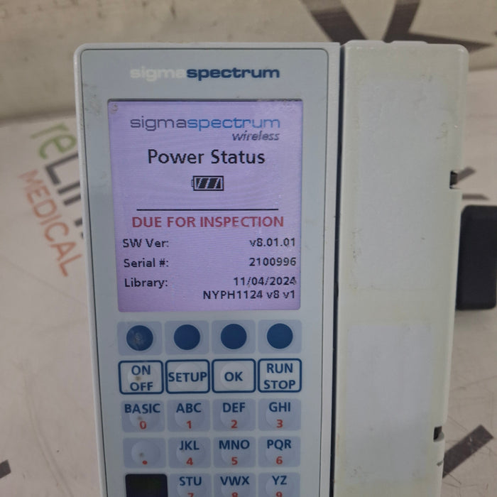 Baxter Sigma Spectrum 8.01.01 w/o Battery Infusion Pump