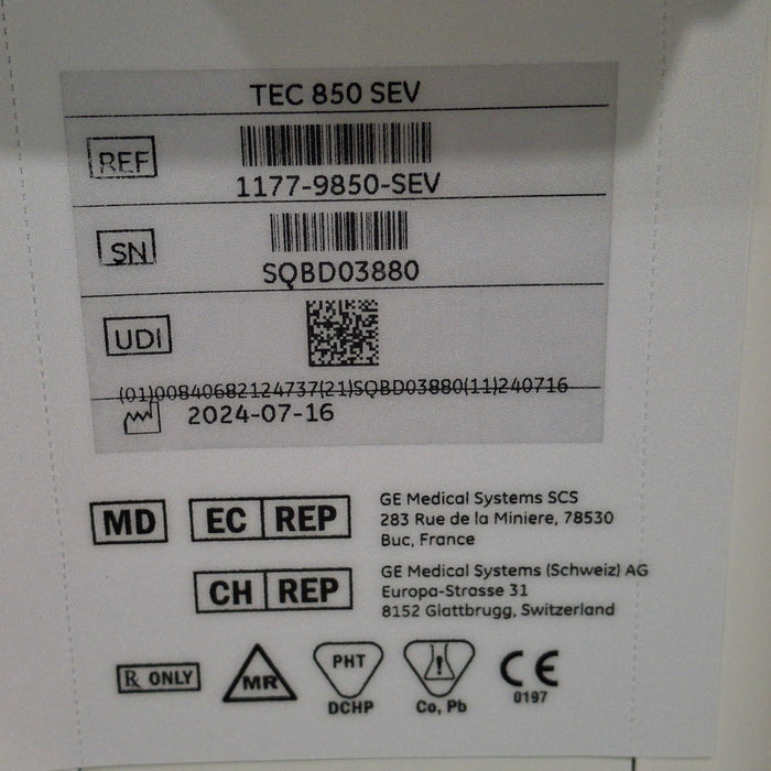 Datex-Ohmeda Datex-Ohmeda Tec 850 Sevoflurane Vaporizer Anesthesia reLink Medical