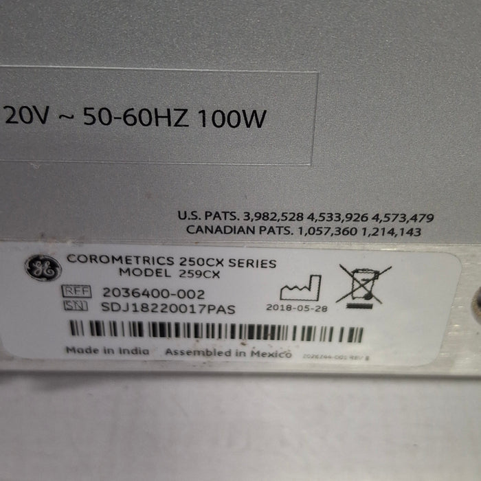 GE Healthcare Corometrics 250cx Series Model 259cx Fetal Monitor