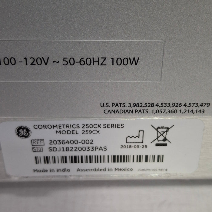 GE Healthcare GE Healthcare Corometrics 250cx Series Model 259cx Fetal Monitor Patient Monitors reLink Medical