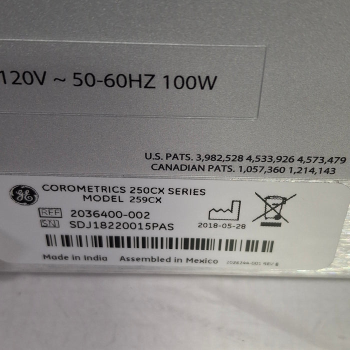 GE Healthcare GE Healthcare Corometrics 250cx Series Model 259cx Fetal Monitor Patient Monitors reLink Medical
