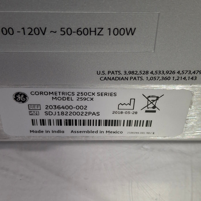 GE Healthcare GE Healthcare Corometrics 250cx Series Model 259cx Fetal Monitor Patient Monitors reLink Medical
