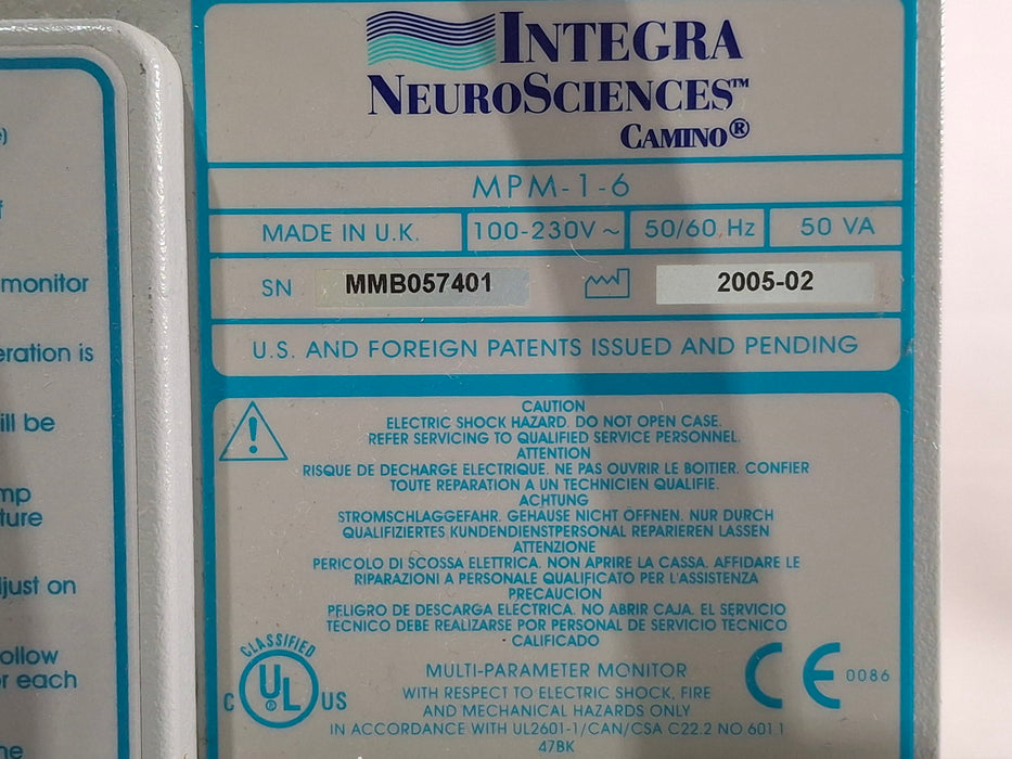 Integra Lifesciences Integra Lifesciences Camino MPM-1-6 Patient Monitor Surgical Equipment reLink Medical