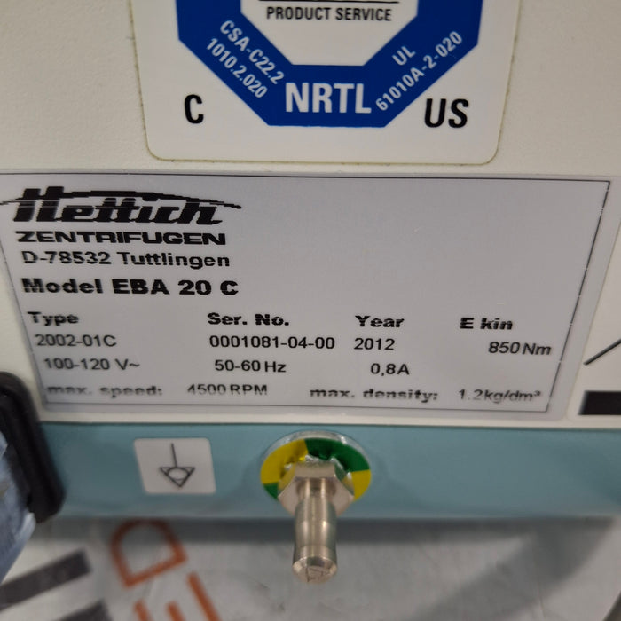 Hettich Instruments Hettich Instruments Zentrifugen EBA 20C Centrifuge Centrifuges reLink Medical