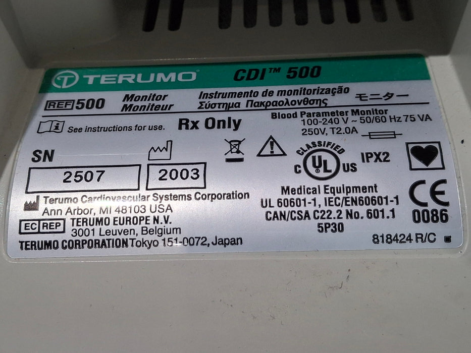 Terumo Cardiovascular Systems Corporation Terumo Cardiovascular Systems Corporation CDI 500 Monitor Patient Monitors reLink Medical