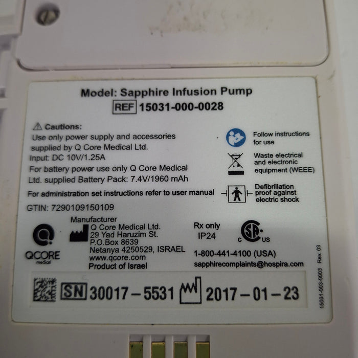 QCore Medical QCore Medical Sapphire Multi-Therapy Infusion Pump Infusion Pump reLink Medical