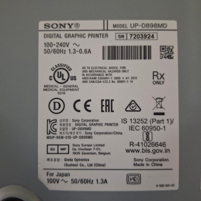 Sony Sony UP-D898-MD Imager / Printer Ultrasound reLink Medical