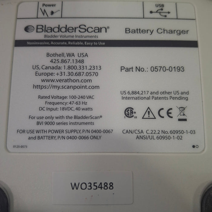 Verathon Medical, Inc Verathon Medical, Inc BladderScan 0570-0193 Battery Charger Surgical Equipment reLink Medical