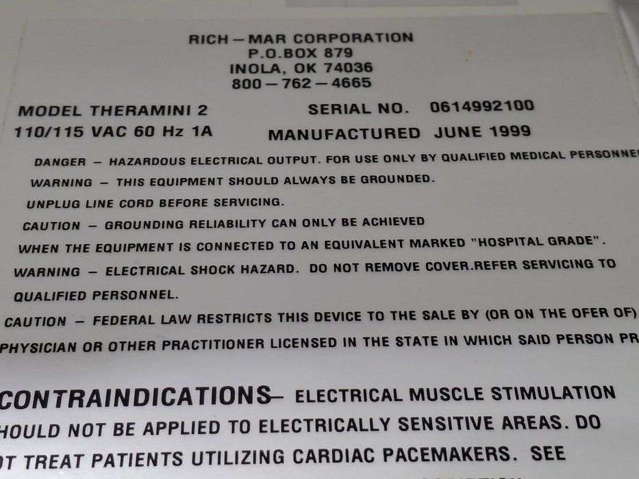 RichMar RichMar Theramini 2 Ultrasound Stimulator Fitness and Rehab Equipment reLink Medical