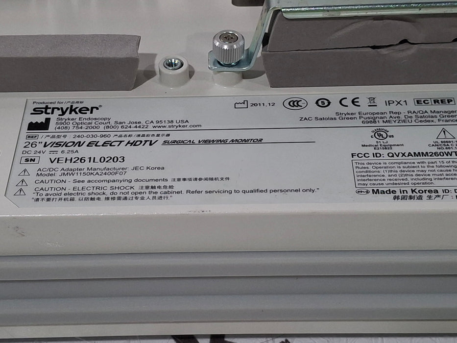 Stryker WiSe 26" HDTV Surgical Display 240-030-960 Monitor