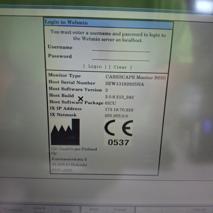 GE Healthcare Carescape B650 Critical Care Patient Monitor