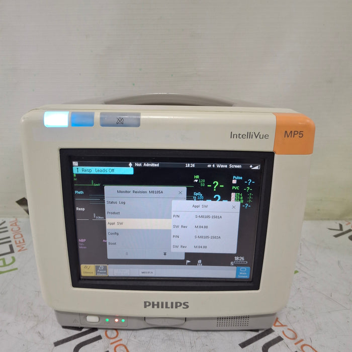 Philips Intellivue MP5 - ECG, Fast SpO2, NIBP, Press, Temp Patient Monitor