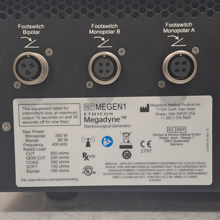 Ethicon Inc. Megadyne MEGEN1 Electrosurgical Generator