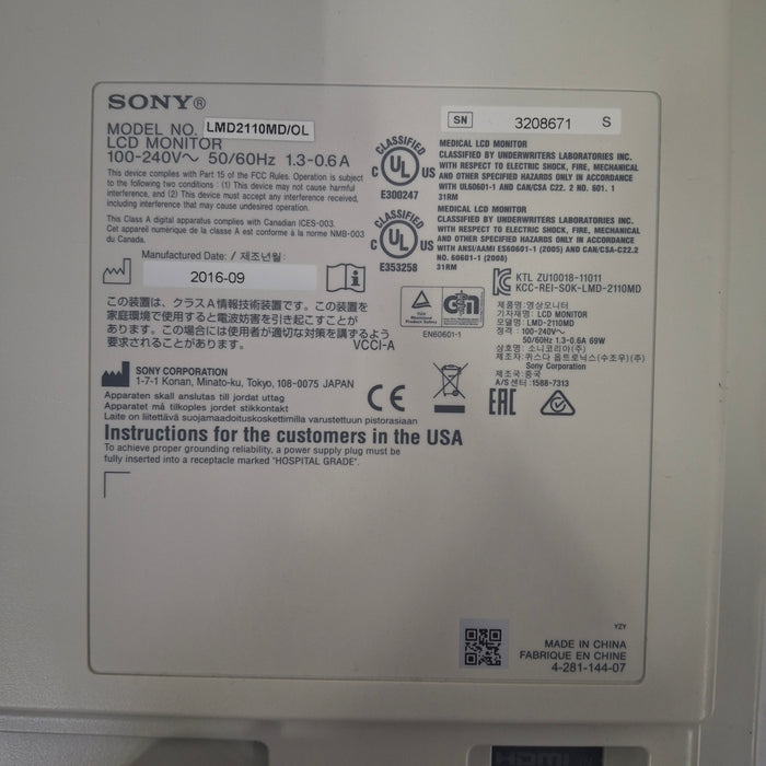 Sony Sony LMD2110MD/OL Medical Monitor Surgical Equipment reLink Medical