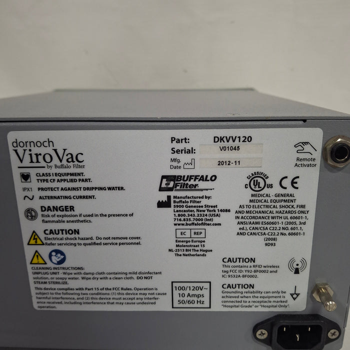 Buffalo Filter Buffalo Filter ViroVac Smoke Evacuation System Surgical Equipment reLink Medical