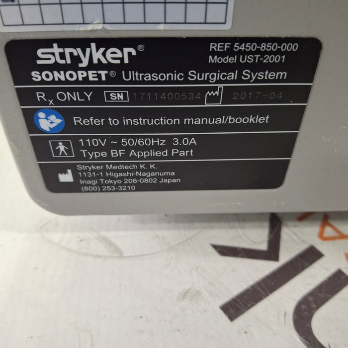 Stryker Stryker SonoPet Omni UST-2001 Ultrasonic Surgical System Electrosurgical Units reLink Medical
