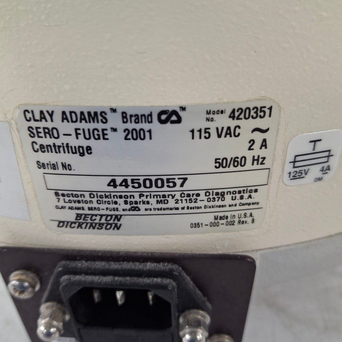 Clay Adams Clay Adams Sero-Fuge 2001 Centrifuge Centrifuges reLink Medical