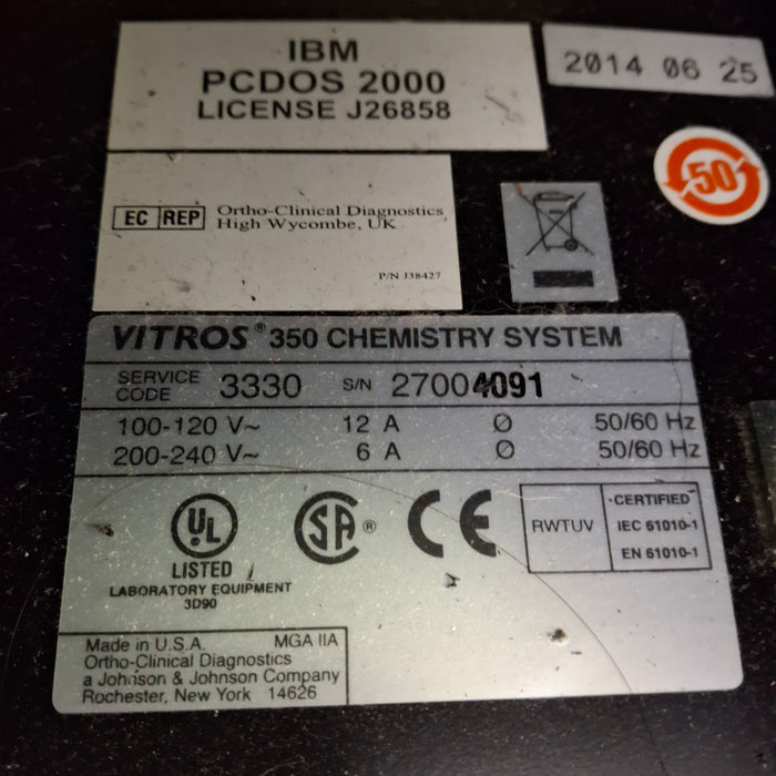 Ortho Clinical Diagnostics Vitros 350 Chemistry Analyzer