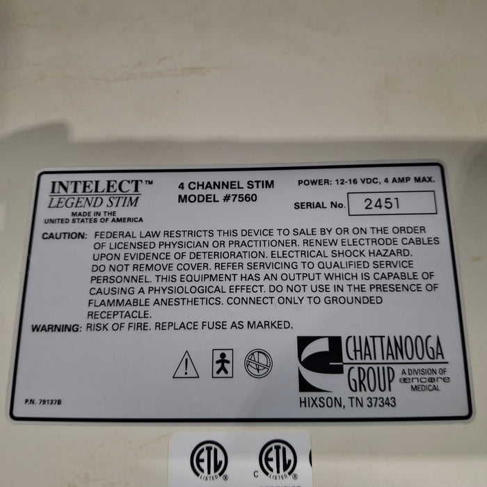 Chattanooga Group Chattanooga Group 7560 Intelect Legend Stim 4 Channel Combo Unit Fitness and Rehab Equipment reLink Medical