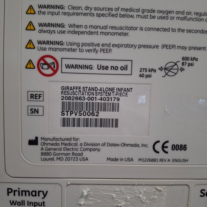 GE Healthcare GE Healthcare M1143651 Giraffe Shuttle Infant Warmers and Incubators reLink Medical