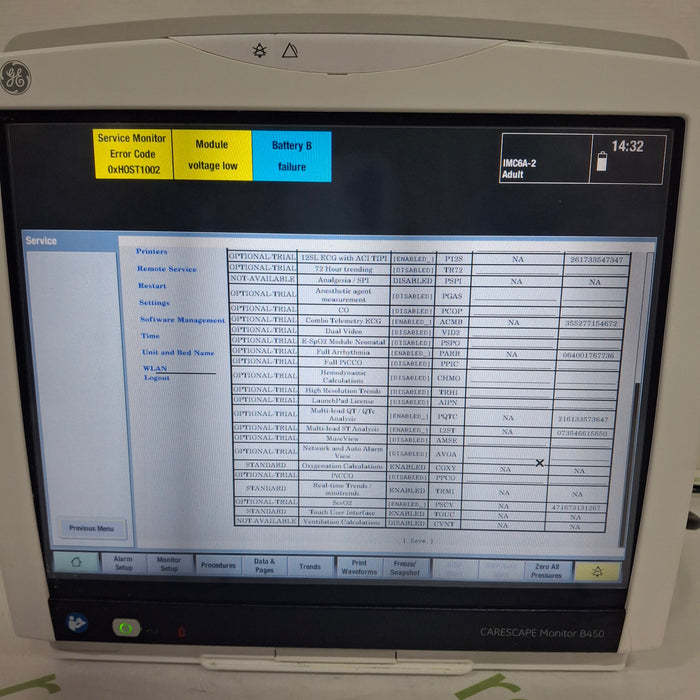 GE Healthcare Carescape B450 Critical Care Patient Monitor