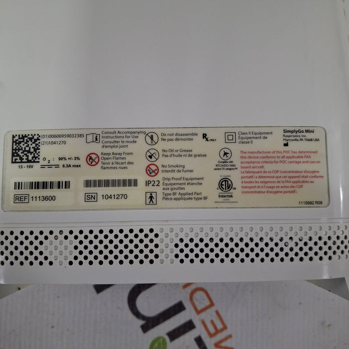 Respironics Respironics SimplyGo Oxygen Concentrator Respiratory reLink Medical