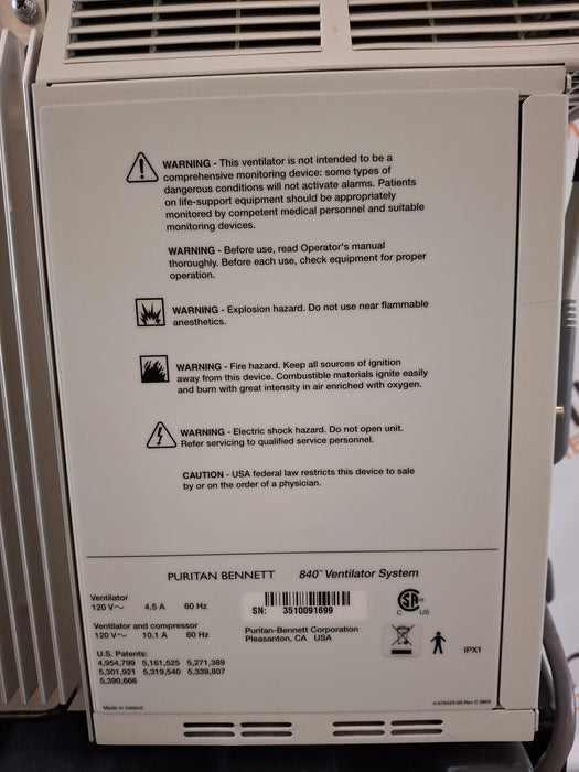 Puritan Bennett Puritan Bennett 840 Ventilator Respiratory reLink Medical