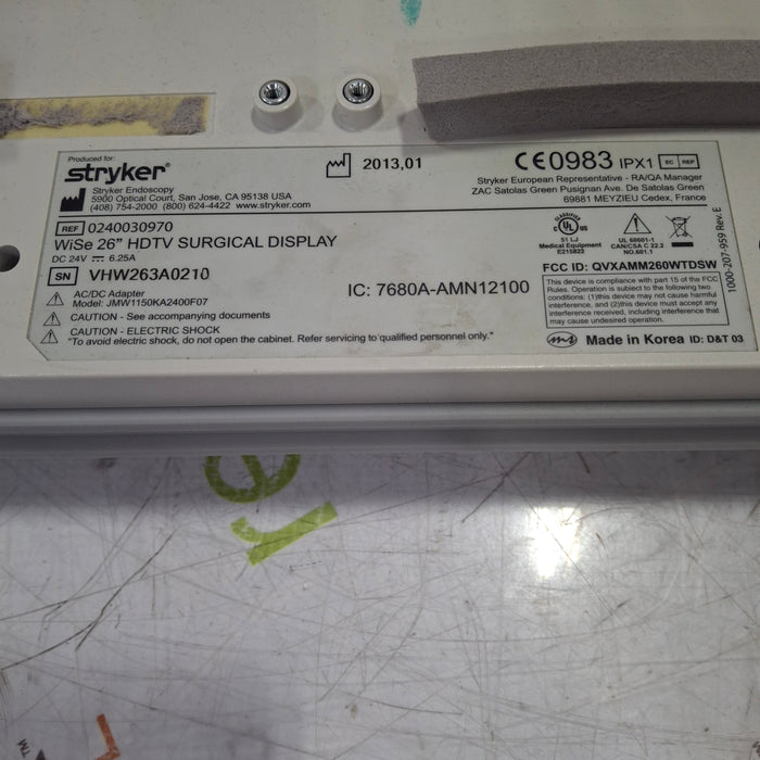 Stryker Stryker WiSe 26" HDTV Surgical Display 240-030-970 Monitor Rigid Endoscopy reLink Medical