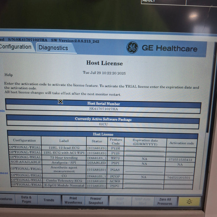GE Healthcare Carescape B650 Critical Care Patient Monitor