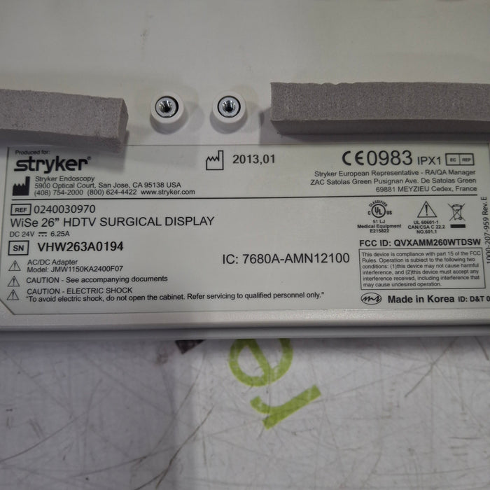 Stryker Stryker WiSe 26" HDTV Surgical Display 240-030-970 Monitor Rigid Endoscopy reLink Medical