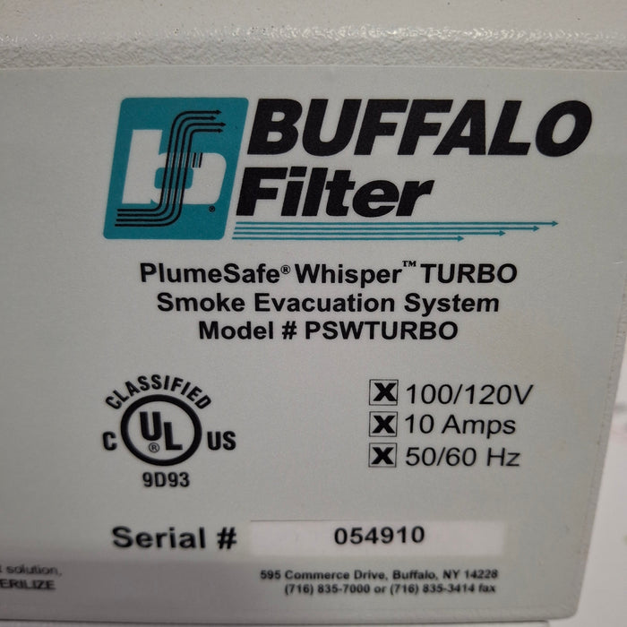 Buffalo Filter Buffalo Filter PlumeSafe Whisper Turbo Smoke Evacuation System Electrosurgical Units reLink Medical