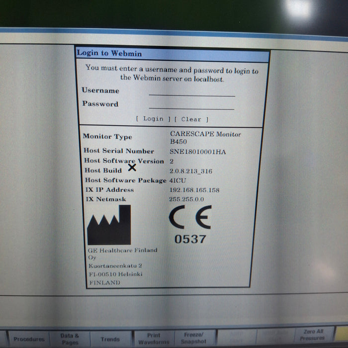 GE Healthcare Carescape B450 Critical Care Patient Monitor