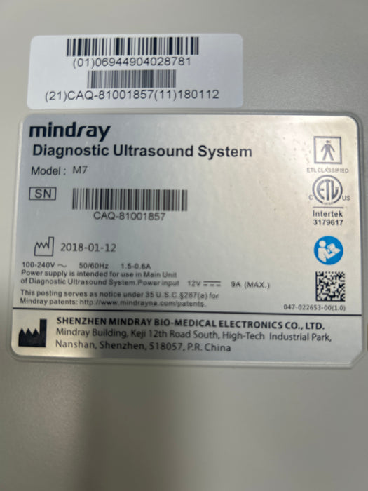 Mindray M7 Ultrasound