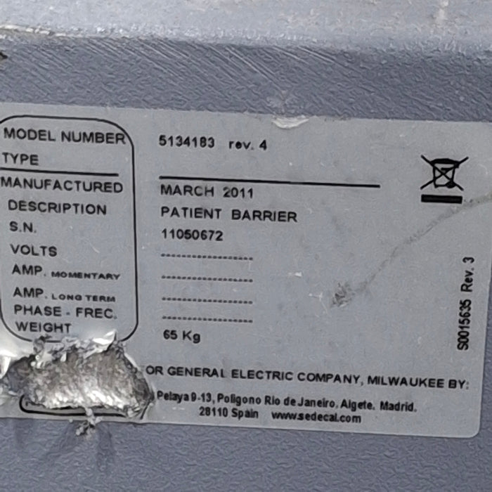GE Healthcare 51483 Patient Image Barrier