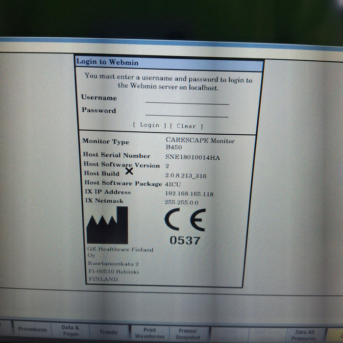 GE Healthcare Carescape B450 Critical Care Patient Monitor